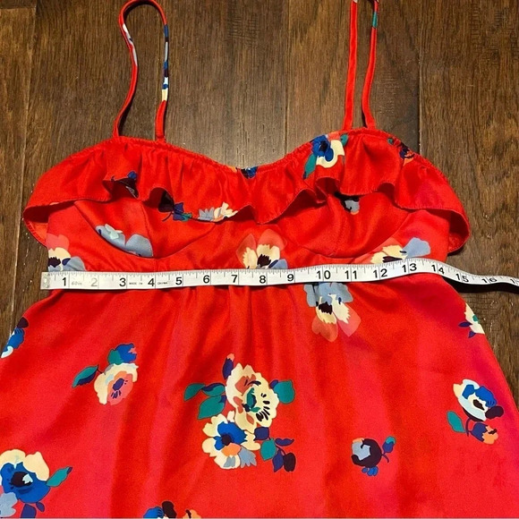 American Eagle Floral Spaghetti Strap Ruffle Top - Picture 5 of 9